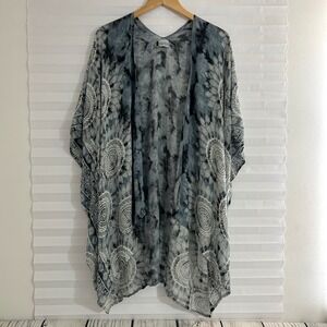 Lotus and Luna Blue Tie Dye Mandala Kimono Wrap One Size Handmade Thailand